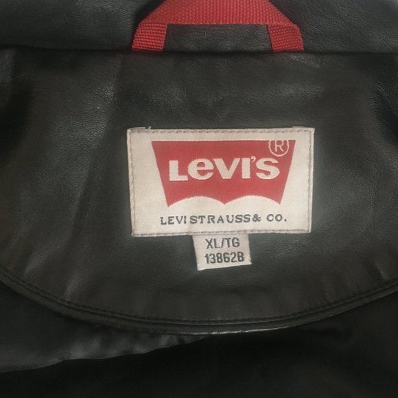 Levi's Mens Faux Leather Jacket Coat Black Bomber Trucker Biker Size XL 13862B - Picture 10 of 13